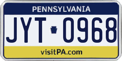 PA license plate JYT0968