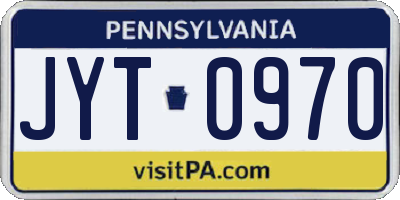 PA license plate JYT0970