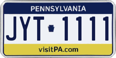PA license plate JYT1111