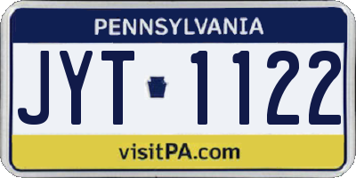 PA license plate JYT1122