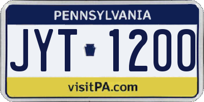 PA license plate JYT1200