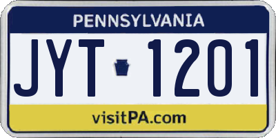 PA license plate JYT1201