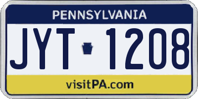 PA license plate JYT1208