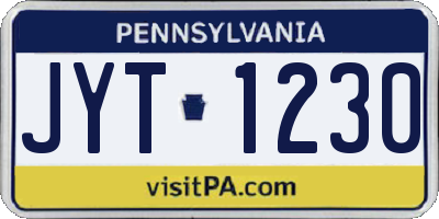 PA license plate JYT1230