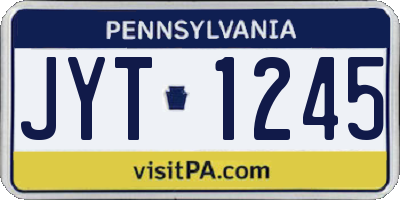 PA license plate JYT1245