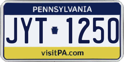 PA license plate JYT1250