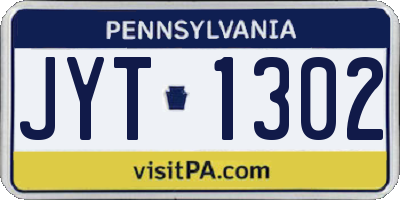 PA license plate JYT1302