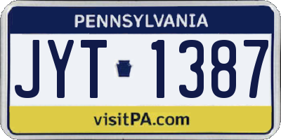 PA license plate JYT1387