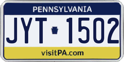 PA license plate JYT1502