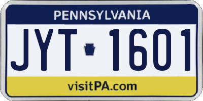 PA license plate JYT1601