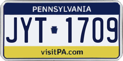 PA license plate JYT1709