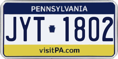 PA license plate JYT1802