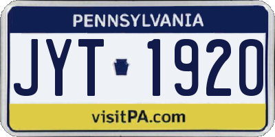 PA license plate JYT1920