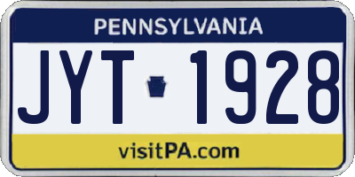 PA license plate JYT1928