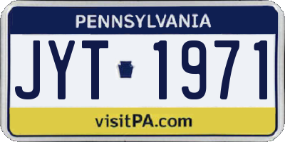PA license plate JYT1971