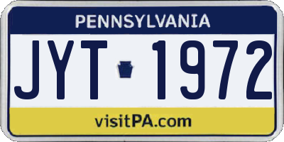 PA license plate JYT1972