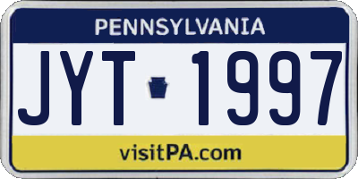 PA license plate JYT1997