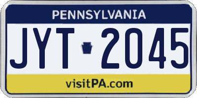 PA license plate JYT2045