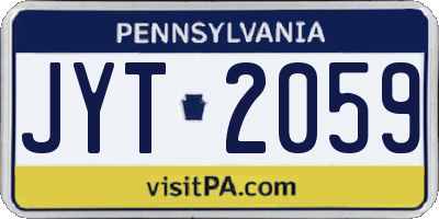 PA license plate JYT2059