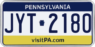 PA license plate JYT2180