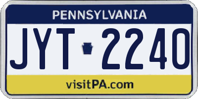 PA license plate JYT2240