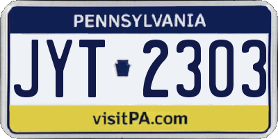 PA license plate JYT2303