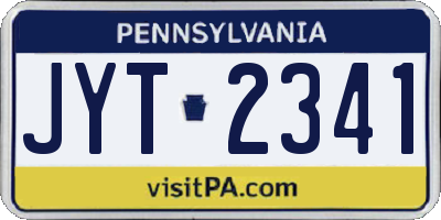 PA license plate JYT2341