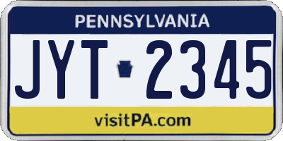 PA license plate JYT2345