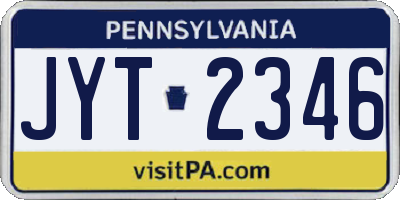 PA license plate JYT2346