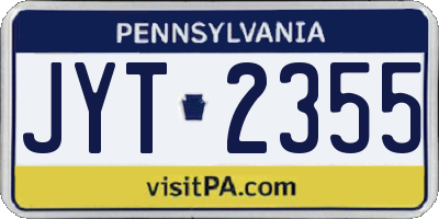 PA license plate JYT2355