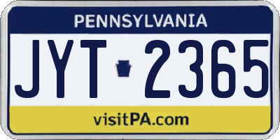 PA license plate JYT2365