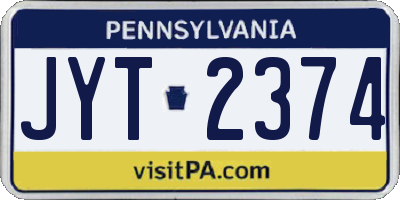 PA license plate JYT2374