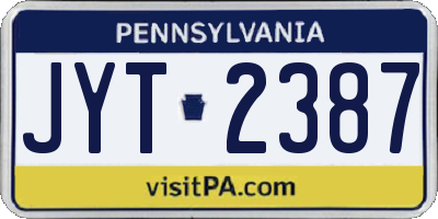 PA license plate JYT2387