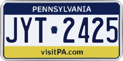 PA license plate JYT2425