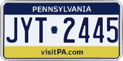 PA license plate JYT2445