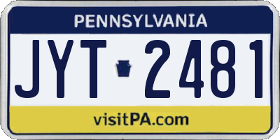 PA license plate JYT2481