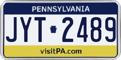 PA license plate JYT2489