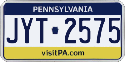 PA license plate JYT2575