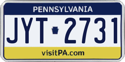PA license plate JYT2731