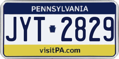 PA license plate JYT2829