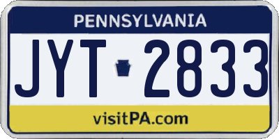 PA license plate JYT2833
