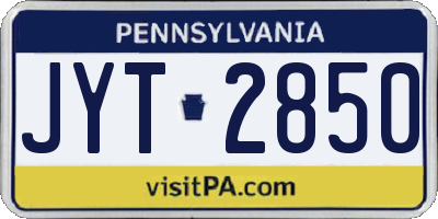 PA license plate JYT2850