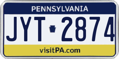 PA license plate JYT2874