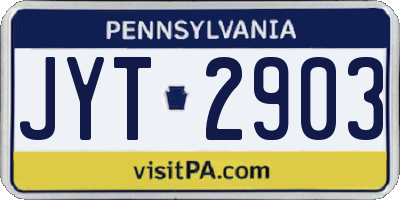 PA license plate JYT2903