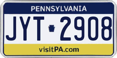 PA license plate JYT2908