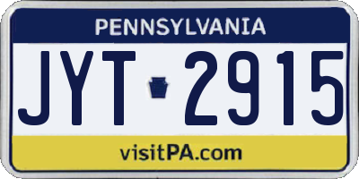 PA license plate JYT2915