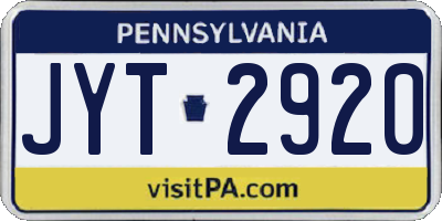 PA license plate JYT2920