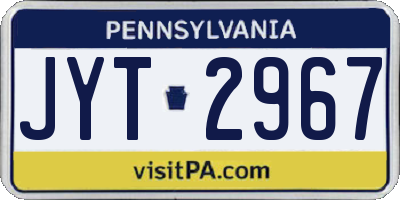 PA license plate JYT2967