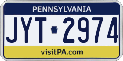PA license plate JYT2974