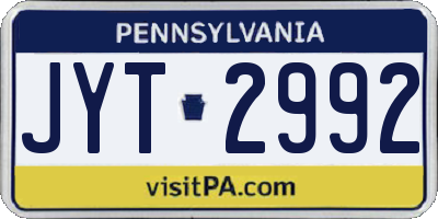 PA license plate JYT2992